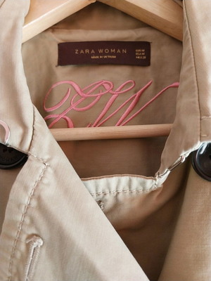 Σταυρωτή καμπαρντίνα με ζώνη Zara μεταχειρισμένη, μπεζ μέγεθος M