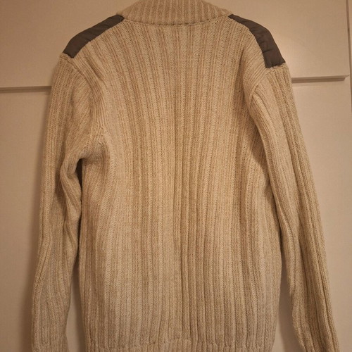 Men's knitted cardigan XL like new, white and gray with zipper and buttons