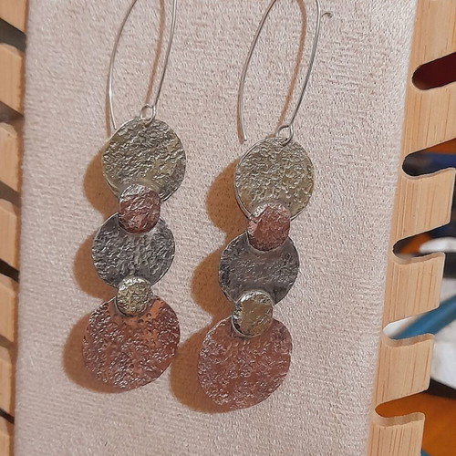 Handmade earrings new, mixed metals, 7.5 cm length