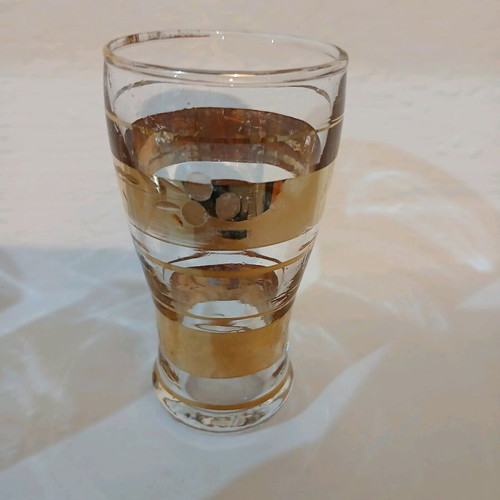 Vintage glasses used, set of 5 for ouzo, tsipouro, raki