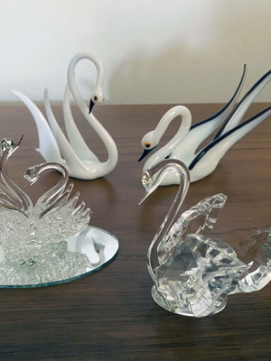 Колекция лебеди Murano и Swarovski като нови, винтидж кристал