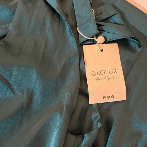 Satin maxi dress new, petrol green, size S