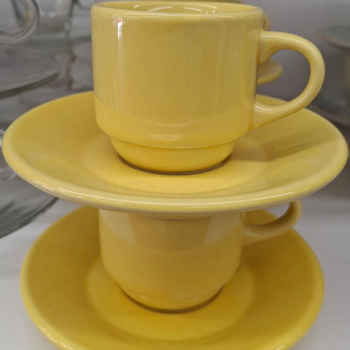 Coffee Cup Set 6 Pieces 90 ml Yellow Retro New