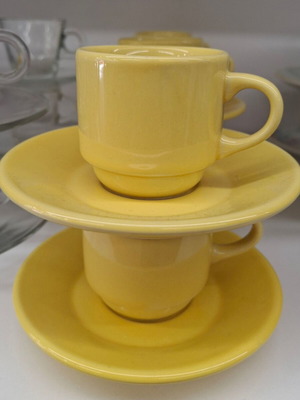 Coffee Cup Set 6 Pieces 90 ml Yellow Retro New