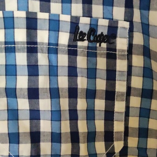 Lee Cooper men's short sleeve shirt like new, cotton, white and blue, XL