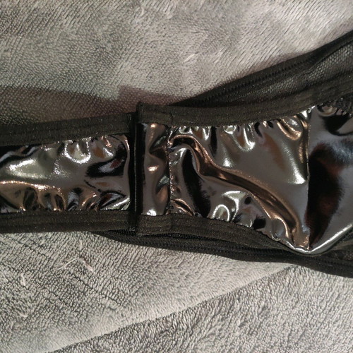 Vinyl bodysuit with lace black new, size L