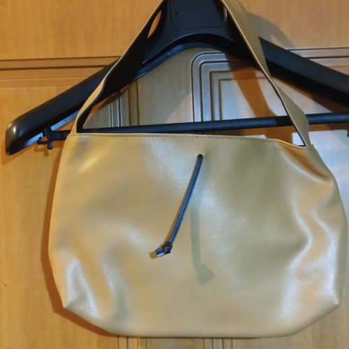 Shoulder bag new beige faux leather with black interior