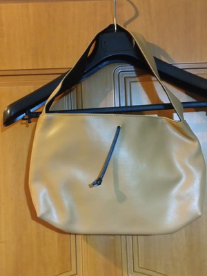 Shoulder bag new beige faux leather with black interior