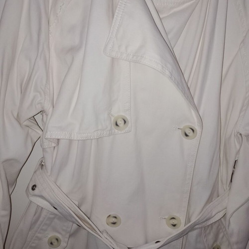 Stradivarius long white trench coat size small/medium, denim-like fabric, like new