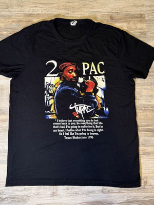 Roly 2PAC Tupac Graphic T-Shirt Black used, Men's M, 100% Cotton