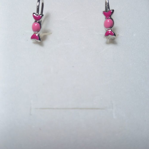Silver 925° earrings with pink enamel candy design new