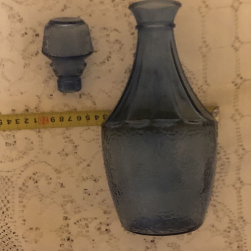 Vintage Italian Empoli Blue Cobalt Glass Liqueur Decanter like new