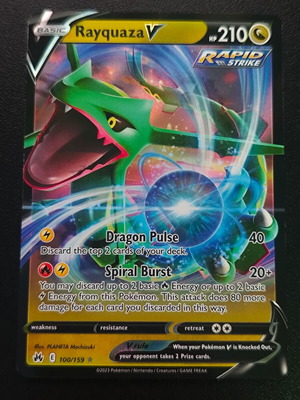 Pokemon Rayquaza V 100/159 Crown Zenith 2023 NM card