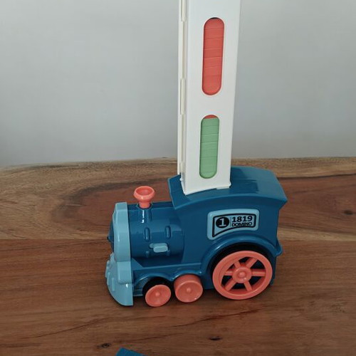 Domino train automatic toy with 56 domino pieces
