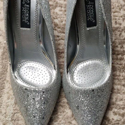 Silver glitter pumps like new, size 38, with box