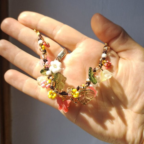 Women's bracelet handmade, new, pink and gold