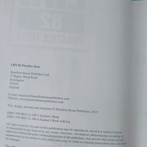 LRN B2 Practice Tests Teacher's Book like new, English