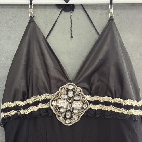 Lonely Black Cocktail Dress halter neck with Y2K vintage details like new