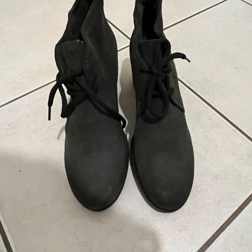 Elege ankle boots used, size 38, green leather suede