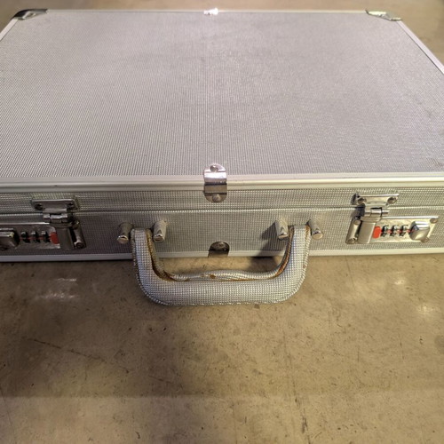 Briefcase used with double combination locks, gray, 45x10x33 cm