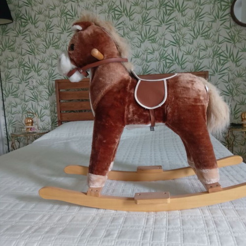 Retro rocking horse toy used with wooden details