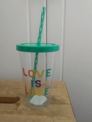 Reusable "Love is Love" Cup with Straw and Lid