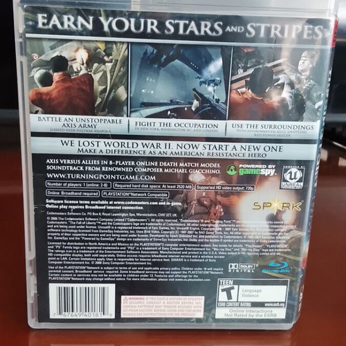 Turning Point Fall of Liberty PS3 game with manual