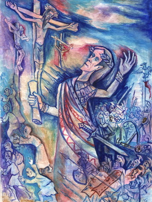 Watercolor drawing When Empire Meets the Cross new