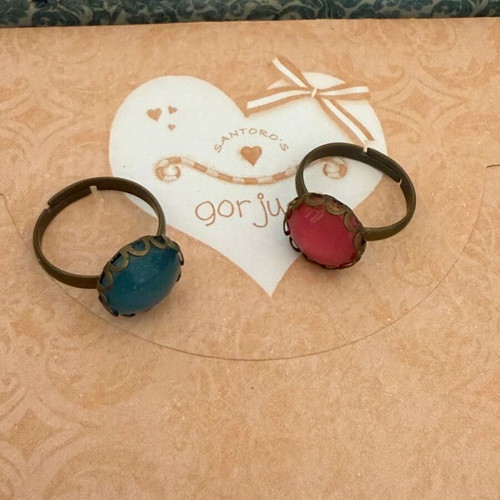 Handmade rings with glass dome vintage, new