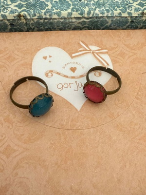 Handmade rings with glass dome vintage, new