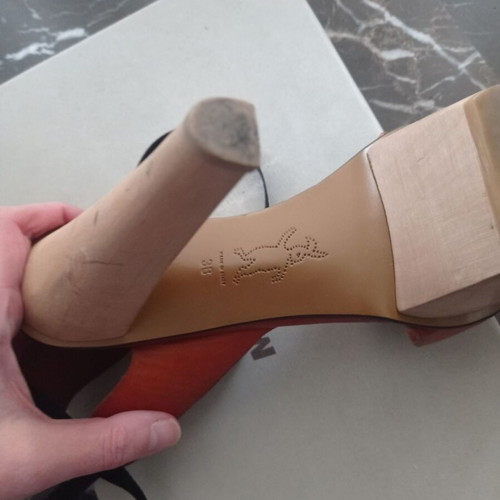 Marni brown sandals like new with wooden heel and black ribbon