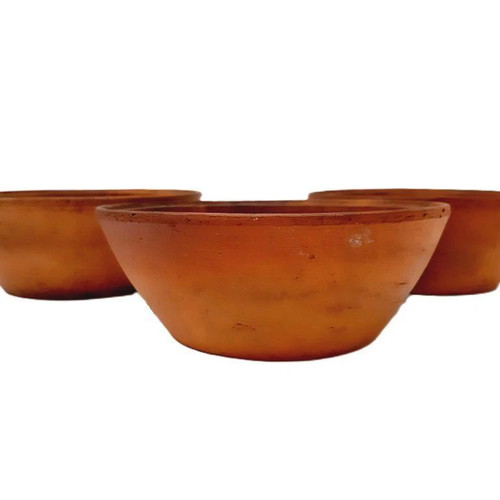 Rustic terracotta clay bowls set of 3 used