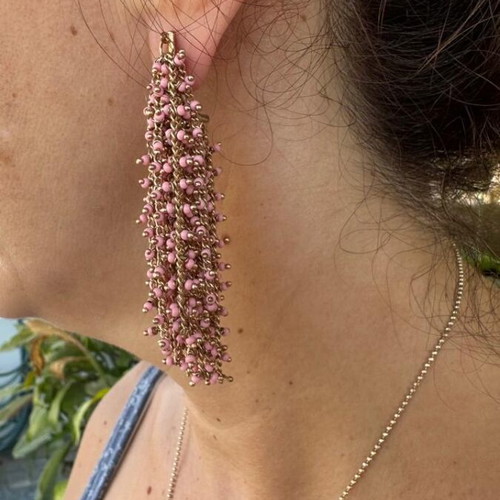 Vince Camuto pink and gold dangle earrings like new