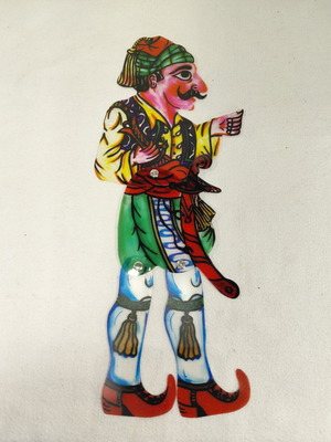 Velligekas Karagiozis Shadow Theater Figure used, creation by Dayakou