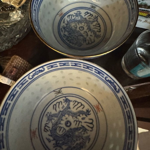 Chinese decorative and functional bowls, set of two, like new