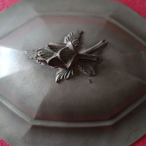 Vintage pewter soup tureen and tray from France like new