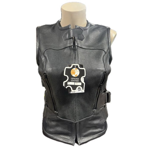 Women's motorcycle vest black Roader new, genuine cow leather