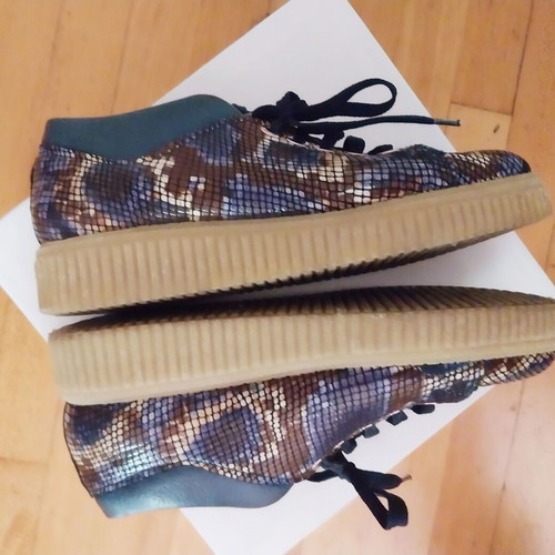 Pargiana leather animal print sneakers like new, blue and brown, size 38