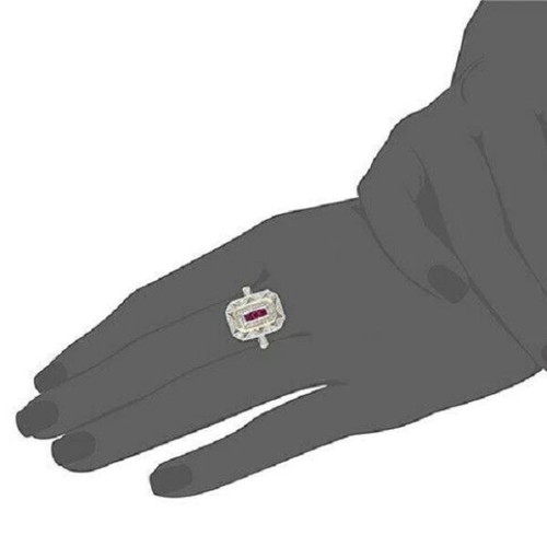 Ring with red zircon and crystals art deco style new