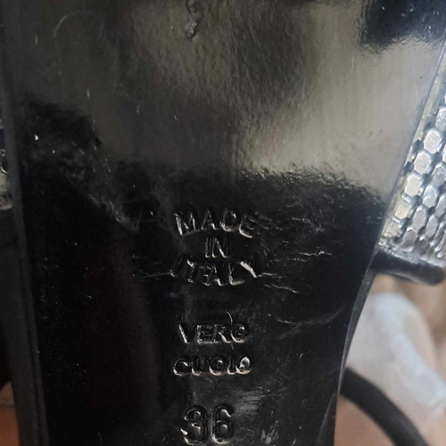 G. FERRE high-heeled sandals black with silver details like new, size 36