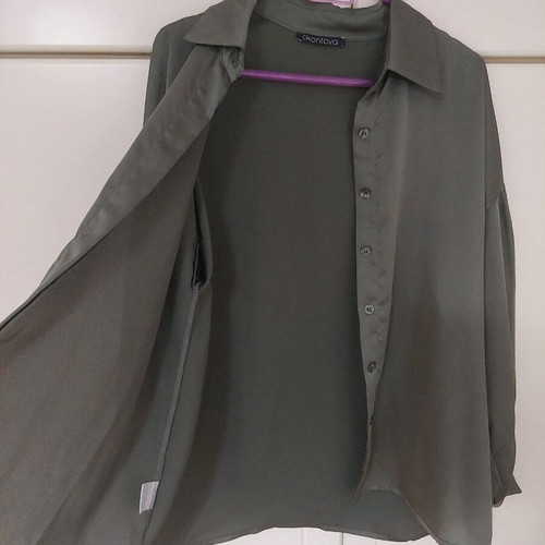 Ckontova khaki satin shirt like new