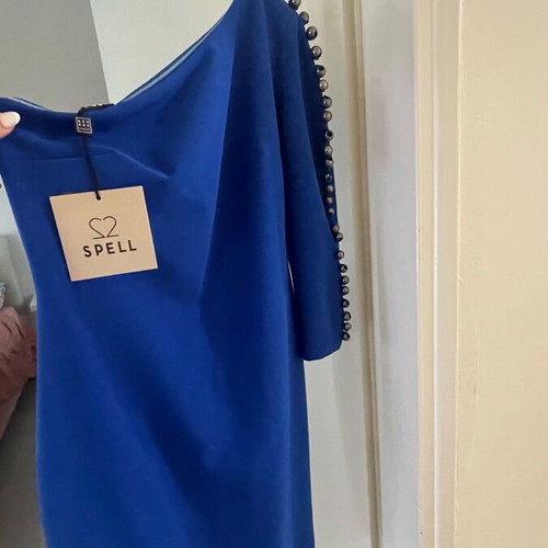 Spell midi dress blue new with one sleeve and silicone chest support