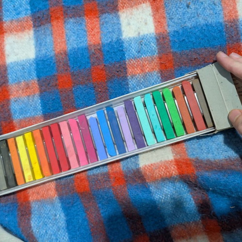 Colored chalk pastels used for painting