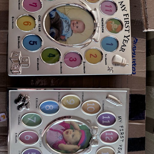 Silver baby photo frames unused, set of 2 for baby's first year