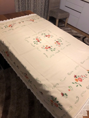 Handmade tablecloth with designs in very good condition