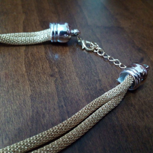 Double chain necklace used, gold color, versatile design