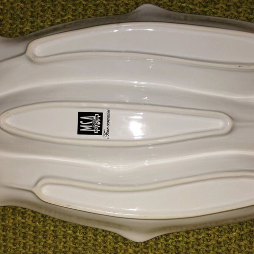 Ceramic serving platter with fish design new, porcelain