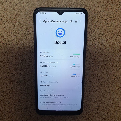 Samsung A22 5G 64GB 4GB used smartphone with cracked screen and NFC