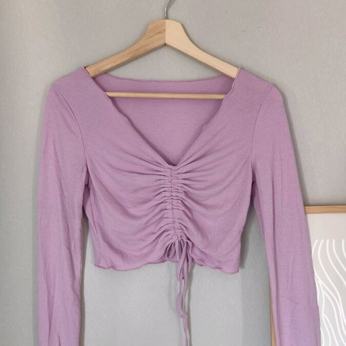 Blouse like new with adjustable drawstring length, crop style