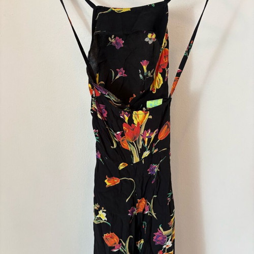 Women's long floral dress like new with crisscross back strap